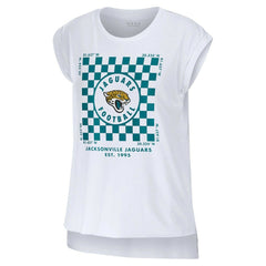WEAR by Erin Andrews Women's Checker Muscle Tank Top - Jacksonville Jaguars