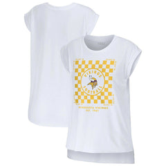 WEAR by Erin Andrews Women's Checker Muscle Tank Top - Minnesota Vikings