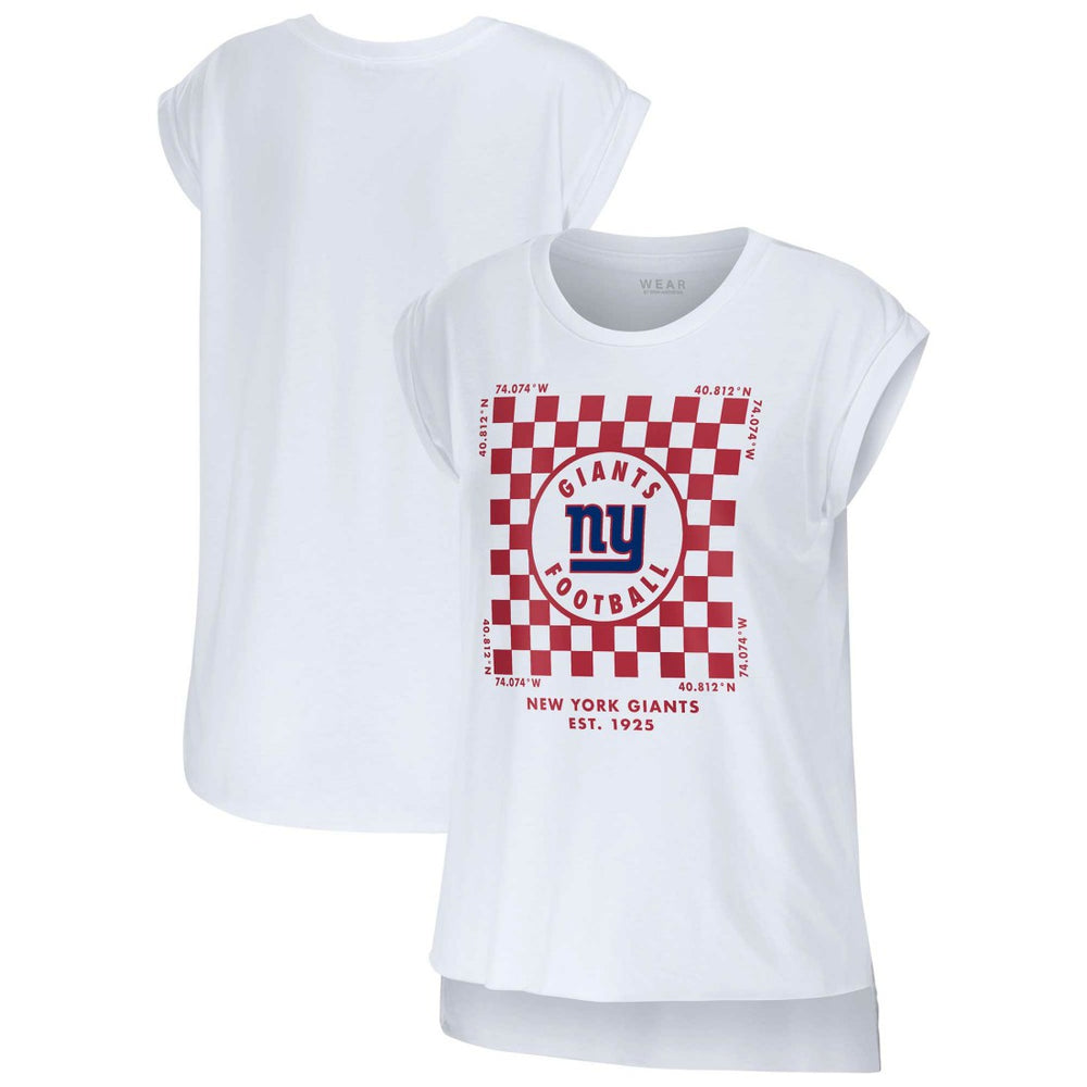 WEAR by Erin Andrews Women's Checker Muscle Tank Top - New York Giants