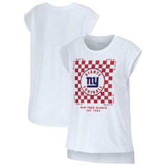 WEAR by Erin Andrews Women's Checker Muscle Tank Top - New York Giants
