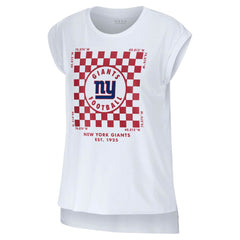 WEAR by Erin Andrews Women's Checker Muscle Tank Top - New York Giants