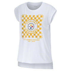 WEAR by Erin Andrews Women's Checker Muscle Tank Top - Pittsburgh Steelers