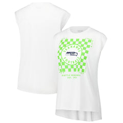 WEAR by Erin Andrews Women's Checker Muscle Tank Top - Seattle Seahawks