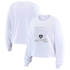 WEAR by Erin Andrews Women's Postcard Cropped Long Sleeve Top - Las Vegas Raiders