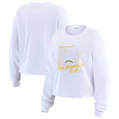 WEAR by Erin Andrews Women's Postcard Cropped Long Sleeve Top - Los Angeles Chargers