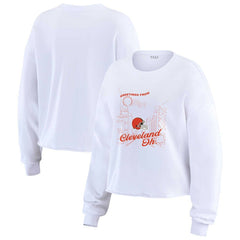 WEAR by Erin Andrews Women's Postcard Cropped Long Sleeve Top - Cleveland Browns