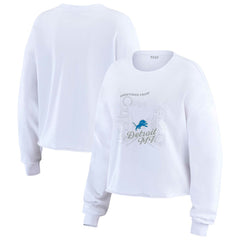 WEAR by Erin Andrews Women's Postcard Cropped Long Sleeve Top - Detroit Lions