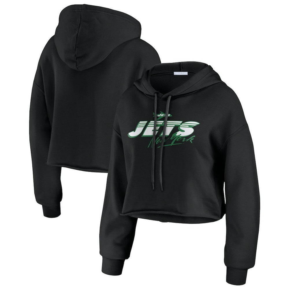 WEAR by Erin Andrews Women's Prime Cropped Pullover Hoodie - New York Jets