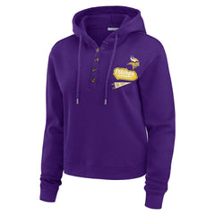 WEAR by Erin Andrews Women's Waffle-Knit Pullover Hoodie - Minnesota Vikings