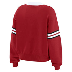 WEAR by Erin Andrews Women's Lace-Up Sweater - San Francisco 49ers