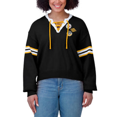 WEAR by Erin Andrews Women's Lace-Up Sweater - Pittsburgh Steelers
