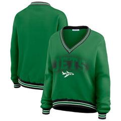 WEAR by Erin Andrews Women's Oversized Long Sleeve V-Neck Sweatshirt - New York Jets