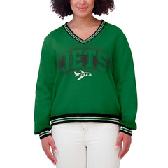 WEAR by Erin Andrews Women's Oversized Long Sleeve V-Neck Sweatshirt - New York Jets