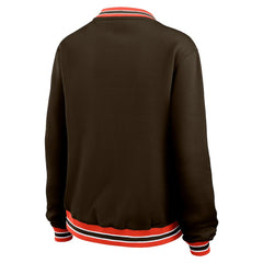WEAR by Erin Andrews Women's Oversized Long Sleeve V-Neck Sweatshirt - Cleveland Browns