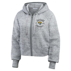 WEAR by Erin Andrews Women's Speckled Fleece Cropped Full-Zip Hoodie - Jacksonville Jaguars