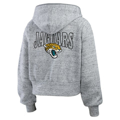 WEAR by Erin Andrews Women's Speckled Fleece Cropped Full-Zip Hoodie - Jacksonville Jaguars