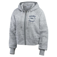WEAR by Erin Andrews Women's Speckled Fleece Cropped Full-Zip Hoodie - Seattle Seahawks
