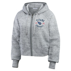 WEAR by Erin Andrews Women's Speckled Fleece Cropped Full-Zip Hoodie - Tennessee Titans