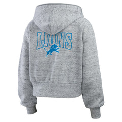 WEAR by Erin Andrews Women's Speckled Fleece Cropped Full-Zip Hoodie - Detroit Lions