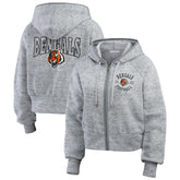 WEAR by Erin Andrews Women's Speckled Fleece Cropped Full-Zip Hoodie - Cincinnati Bengals