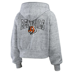 WEAR by Erin Andrews Women's Speckled Fleece Cropped Full-Zip Hoodie - Cincinnati Bengals