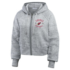 WEAR by Erin Andrews Women's Speckled Fleece Cropped Full-Zip Hoodie - Arizona Cardinals