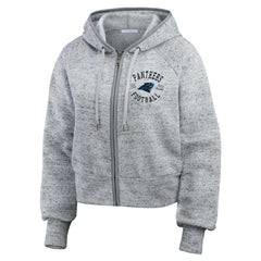 WEAR by Erin Andrews Women's Speckled Fleece Cropped Full-Zip Hoodie - Carolina Panthers