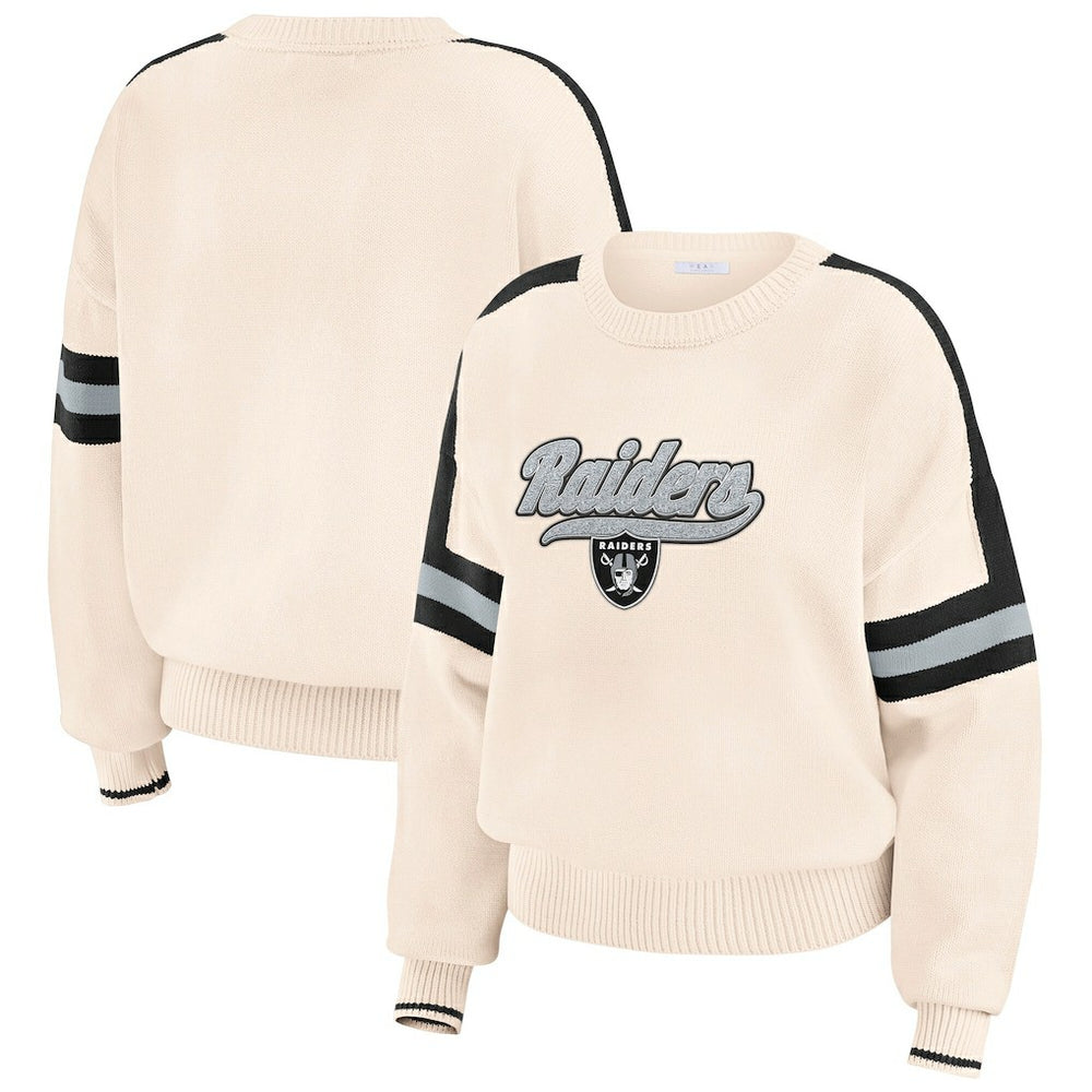 WEAR by Erin Andrews Women's Stripe Pullover Sweater - Las Vegas Raiders
