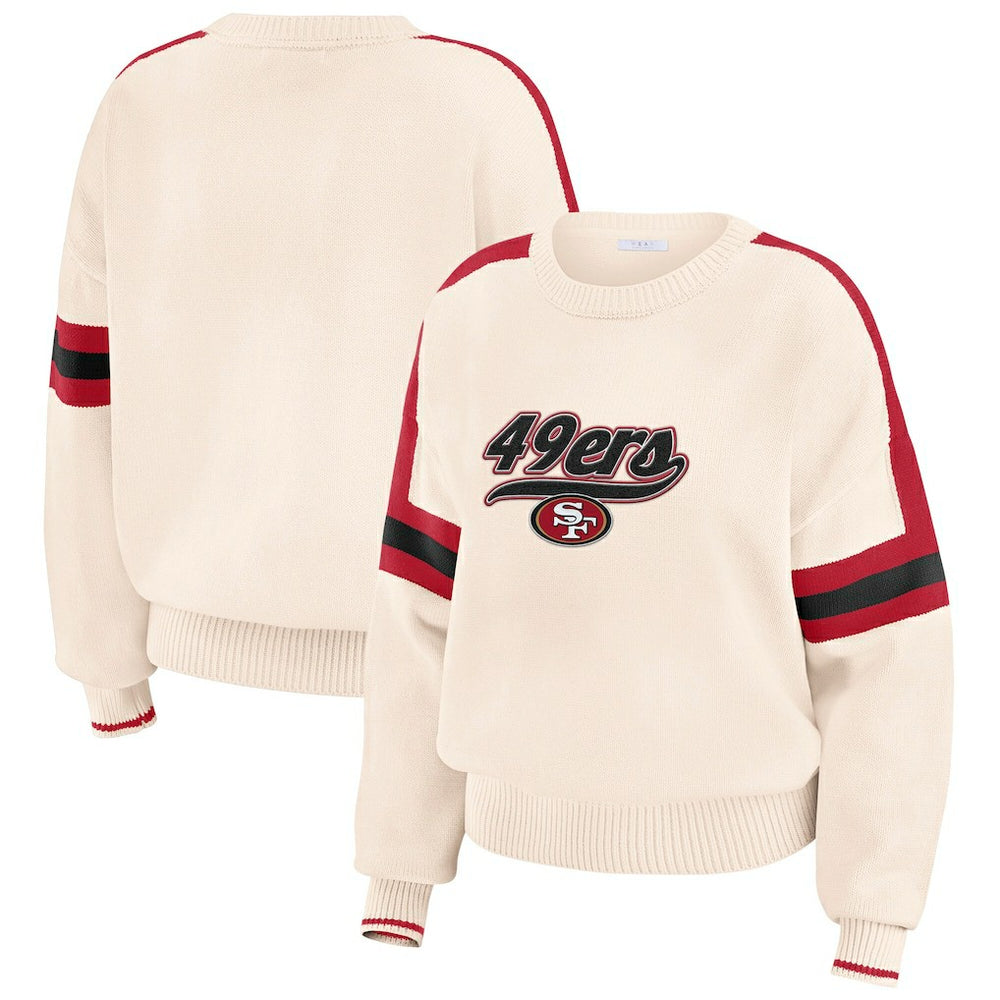 WEAR by Erin Andrews Women's Stripe Pullover Sweater - San Francisco 49ers