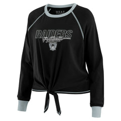 WEAR by Erin Andrews Women's Tie-Front Long Sleeve T-Shirt - Las Vegas Raiders