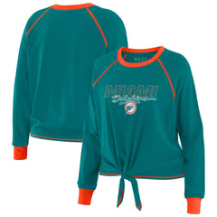 WEAR by Erin Andrews Women's Tie-Front Long Sleeve T-Shirt - Miami Dolphins