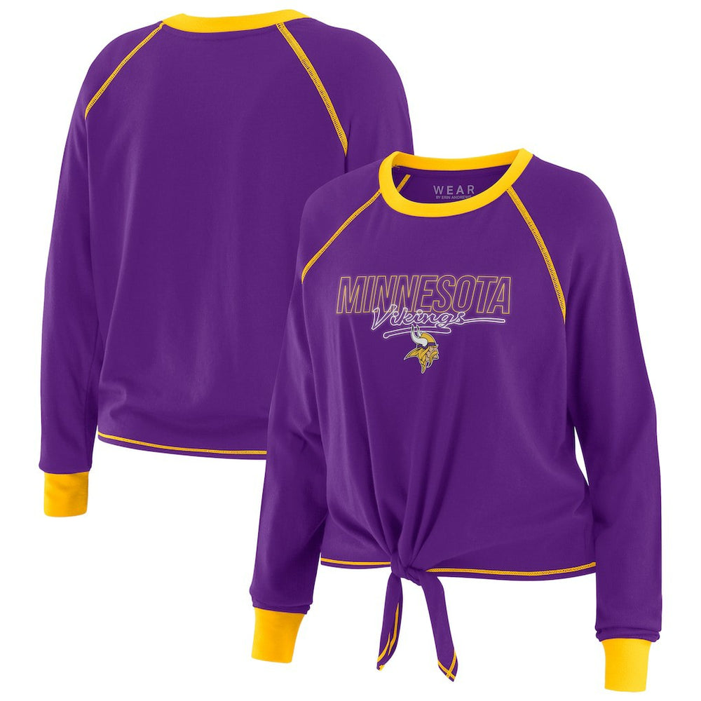 WEAR by Erin Andrews Women's Tie-Front Long Sleeve T-Shirt - Minnesota Vikings