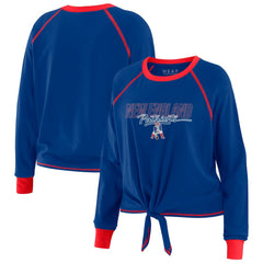 WEAR by Erin Andrews Women's Tie-Front Long Sleeve T-Shirt - New England Patriots