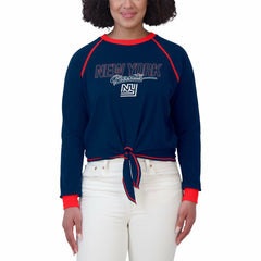 WEAR by Erin Andrews Women's Tie-Front Long Sleeve T-Shirt - New York Giants