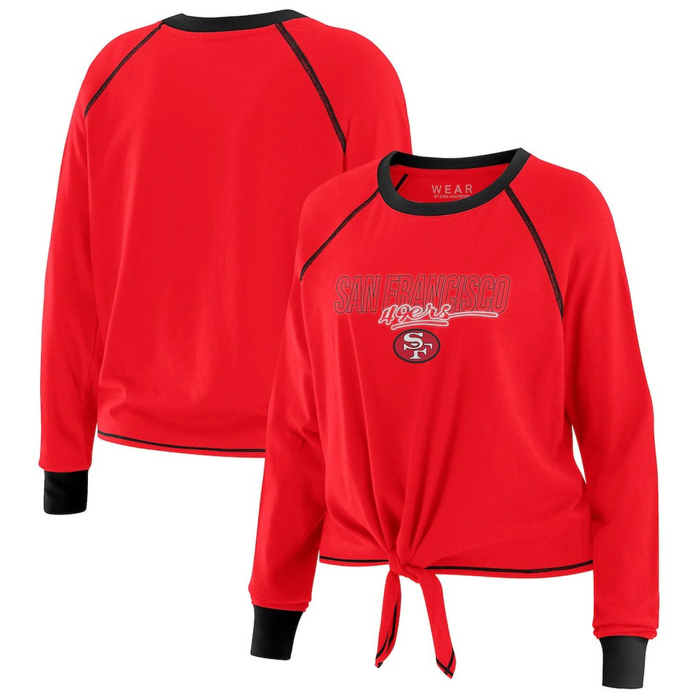 WEAR by Erin Andrews Women's Tie-Front Long Sleeve T-Shirt - San Francisco 49ers