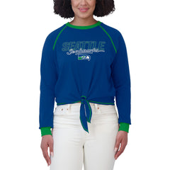 WEAR by Erin Andrews Women's Tie-Front Long Sleeve T-Shirt - Seattle Seahawks