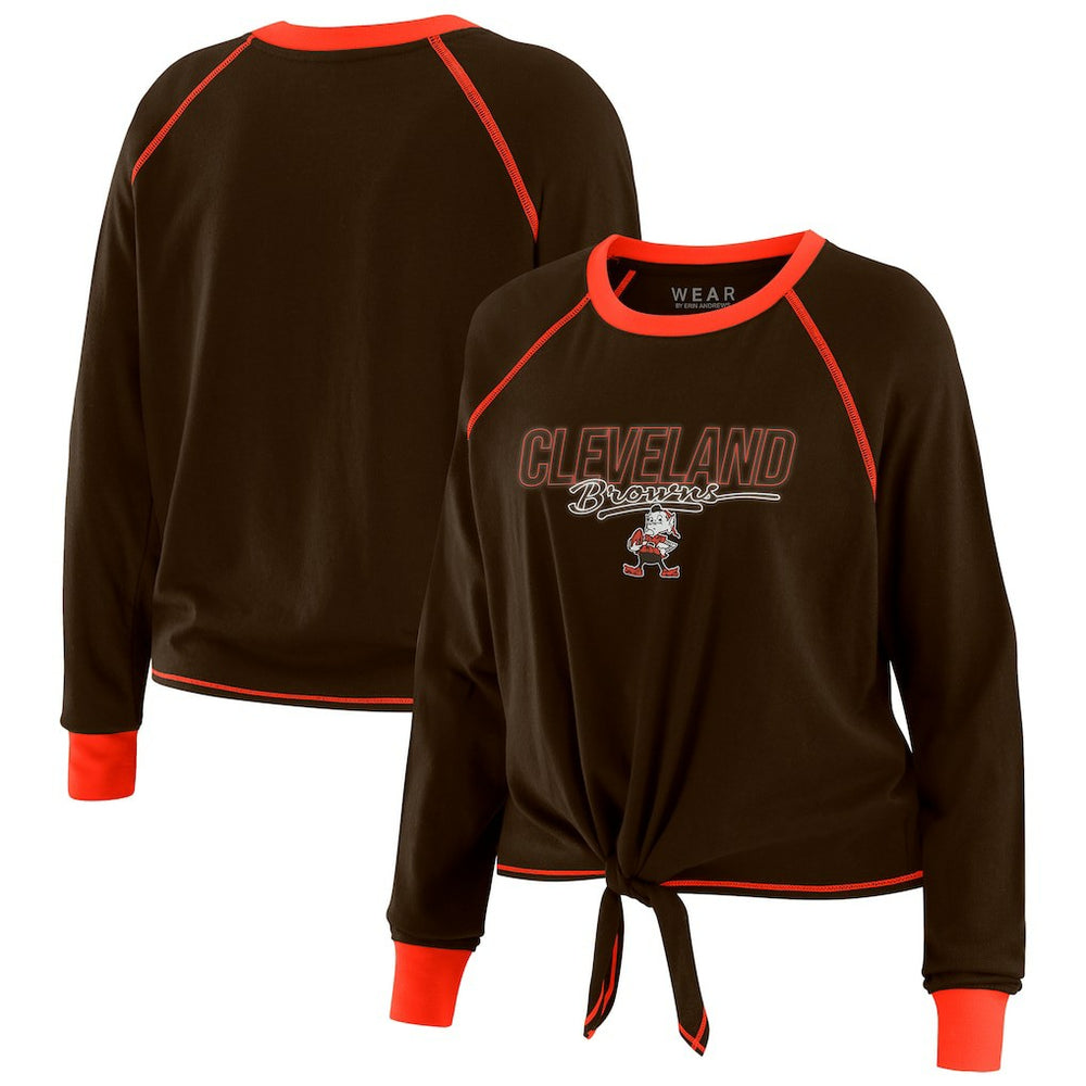 WEAR by Erin Andrews Women's Tie-Front Long Sleeve T-Shirt - Cleveland Browns