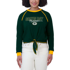 WEAR by Erin Andrews Women's Tie-Front Long Sleeve T-Shirt - Green Bay Packers