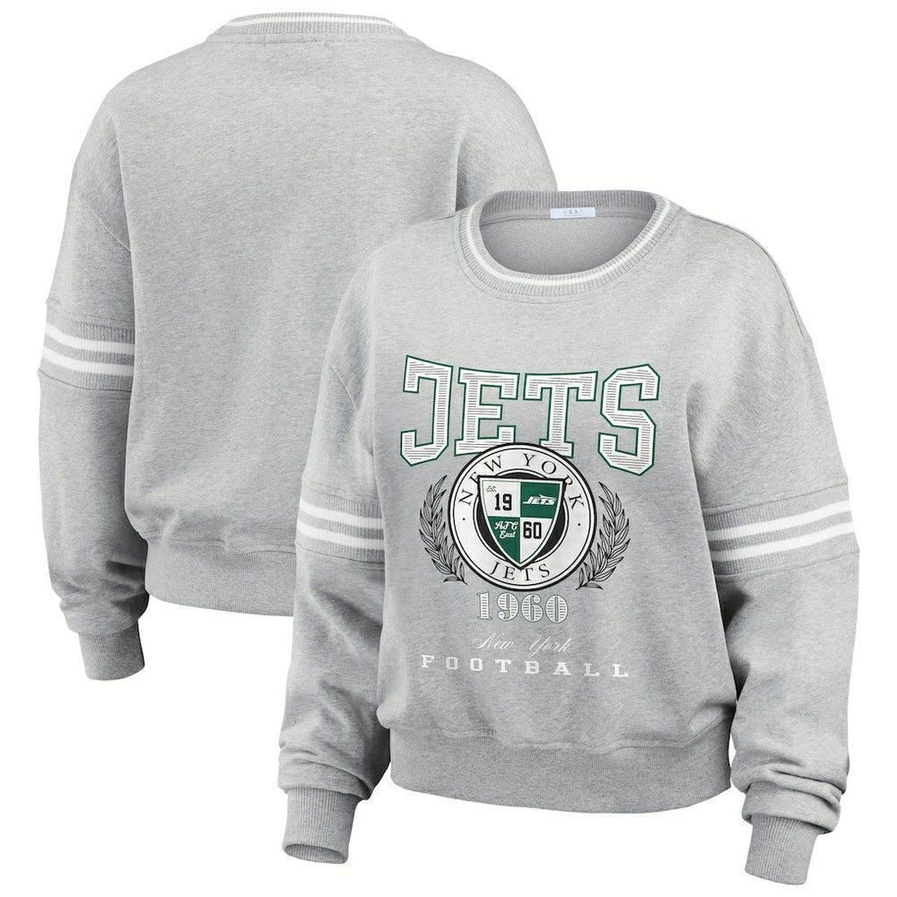WEAR by Erin Andrews Women's Crest Cropped Pullover Sweatshirt - New York Jets