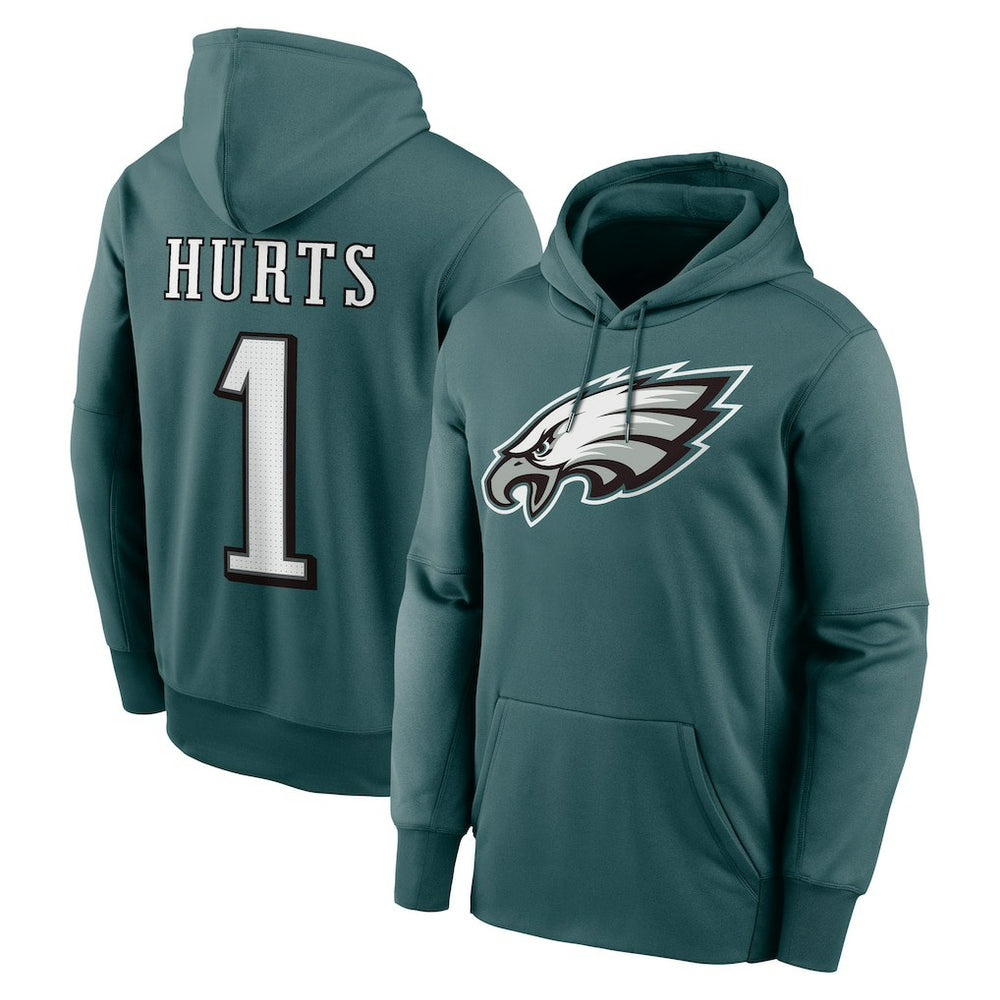 Jalen Hurts Player Name & Number Therma Hoodie - Philadelphia Eagles