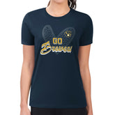 MLB Milwaukee Brewers G-III 4Her by Carl Banks Women's Super-Slim Fit Lightweight Leopard Heart T-Shirt