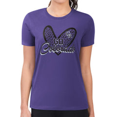 MLB Colorado Rockies G-III 4Her by Carl Banks Women's Super-Slim Fit Lightweight Leopard Heart T-Shirt