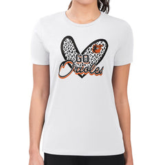 MLB Baltimore Orioles G-III 4Her by Carl Banks Women's Super-Slim Fit Lightweight Leopard Heart T-Shirt