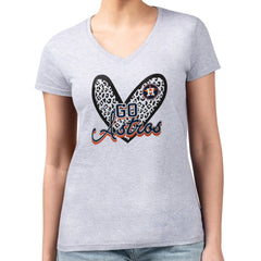 MLB Houston Astros G-III 4Her by Carl Banks Women's Super-Slim Fit Lightweight Leopard Heart V-Neck T-Shirt