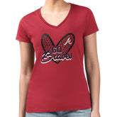 MLB Atlanta Braves G-III 4Her by Carl Banks Women's Super-Slim Fit Lightweight Leopard Heart V-Neck T-Shirt