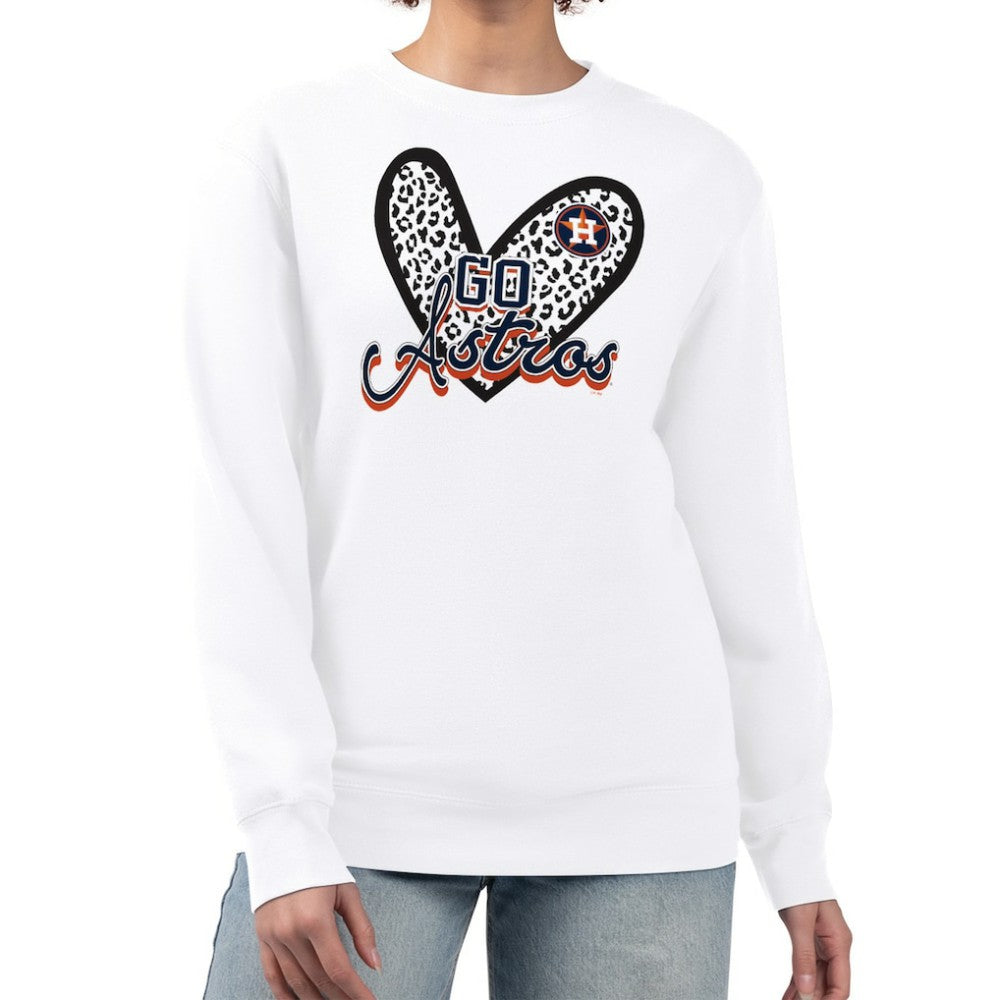 MLB Houston Astros G-III 4Her by Carl Banks Women's Leopard Heart Pullover Sweatshirt