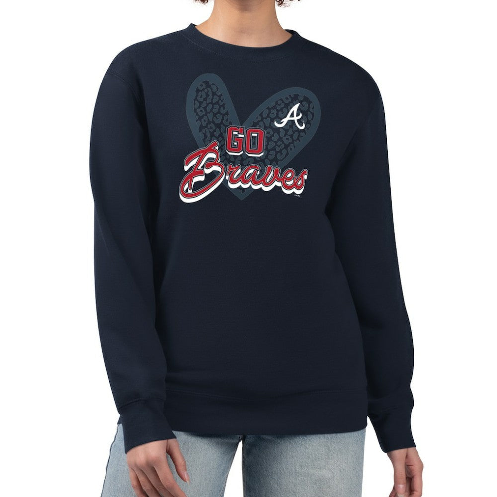 MLB Atlanta Braves G-III 4Her by Carl Banks Women's Leopard Heart Pullover Sweatshirt