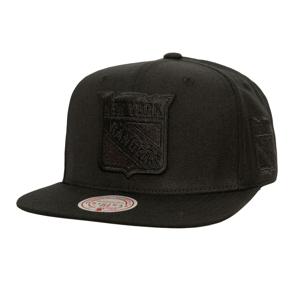 NHL Black New York Rangers Mitchell & Ness Soul Strike Pearl Tonal Snapback Hat