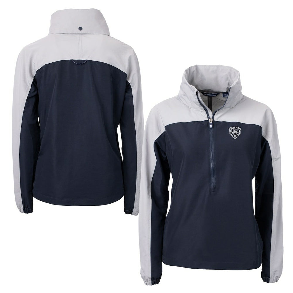 Cutter & Buck Women's Charter Eco Recycled Half-Zip Hoodie Anorak Jacket - Chicago Bears