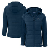 Cutter & Buck Women's Evoke Hybrid Eco Softshell Recycled Full-Zip Hoodie Jacket - Los Angeles Chargers